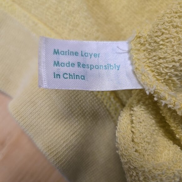 Marine Layer Crewneck Sweatshirt Womens Size XL Yellow Raglan Sleeve Cropped - Picture 12 of 13